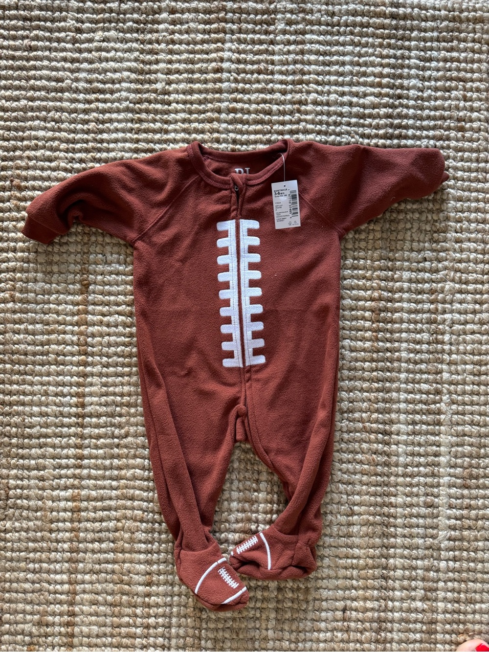 Children’s Place Baby Microfleece Football Footed Pajamas Onesie 3-6M - NWT!